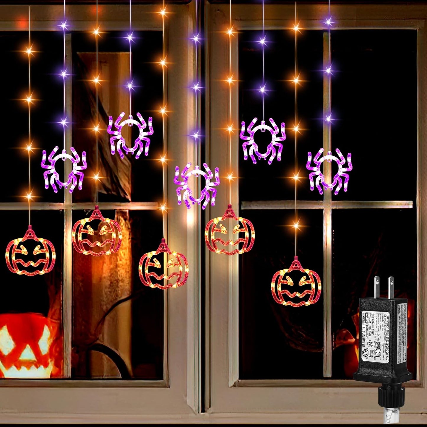 DANLI Halloween Curtain Lights - Spooky 138 LED Glow