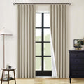 Burlywood Birch Pinch Pleated Full Blackout Curtains Linen Blend 80 in