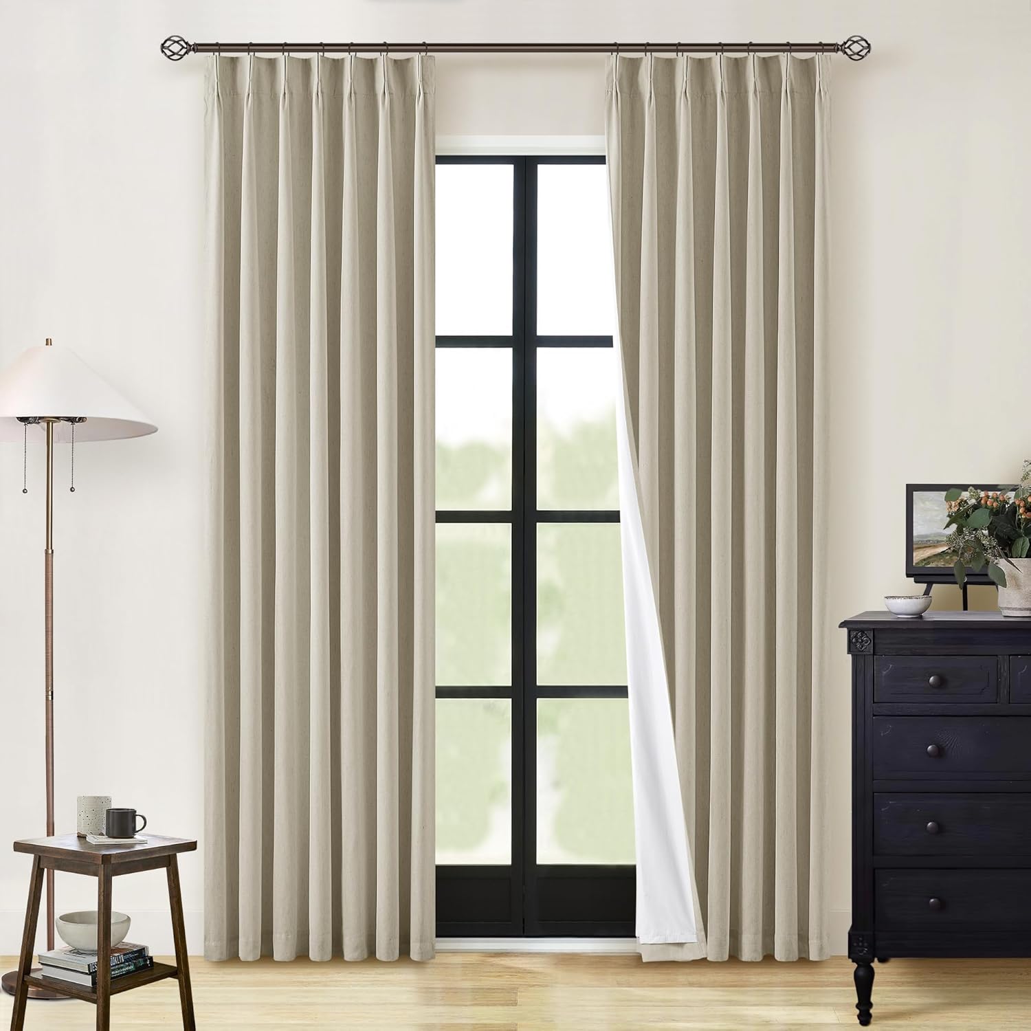 Burlywood Birch Pinch Pleated Blackout Curtains for Home