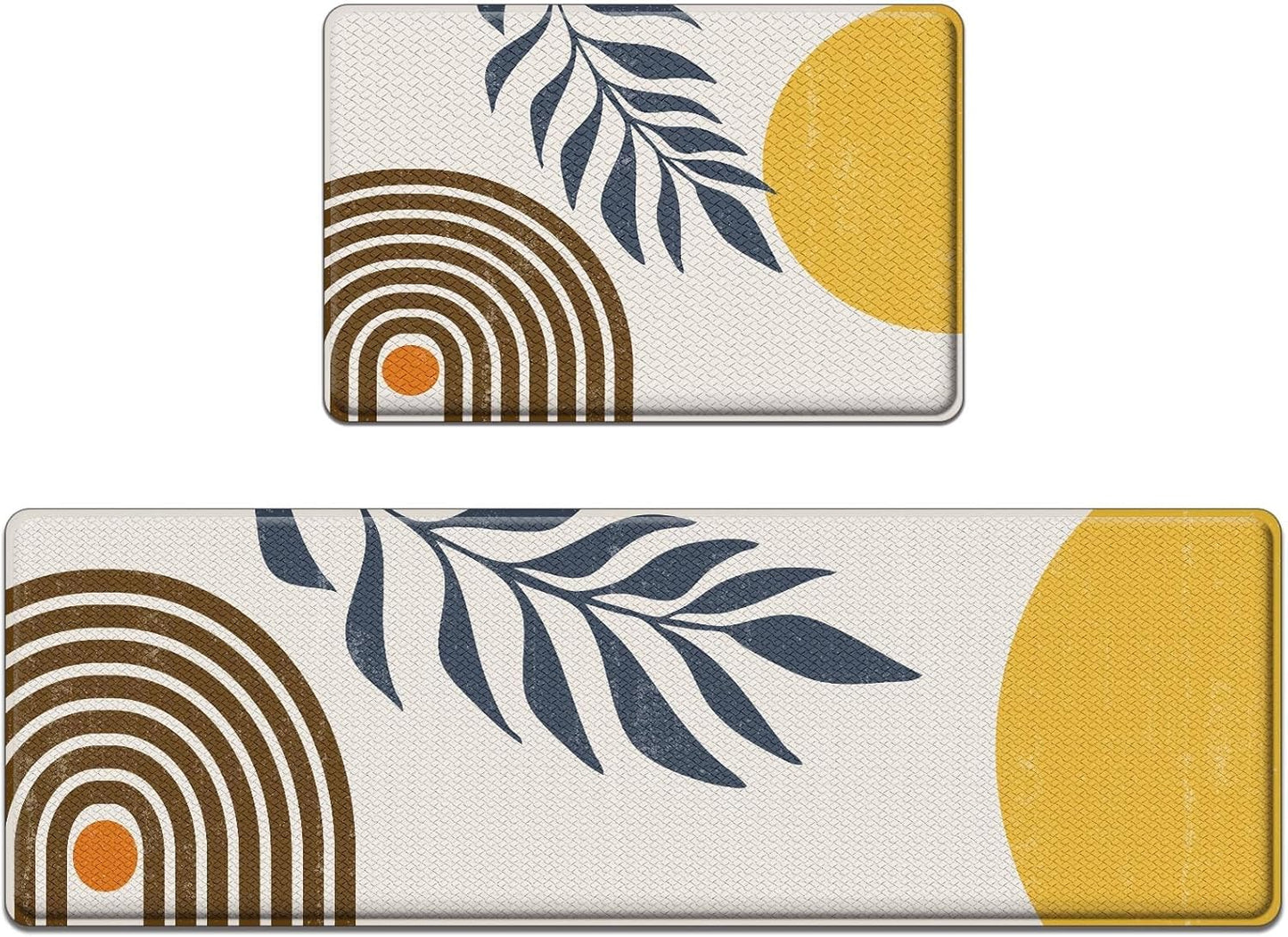 Anti-Fatigue Boho Kitchen Rug Set of 2 Cushioned Mats