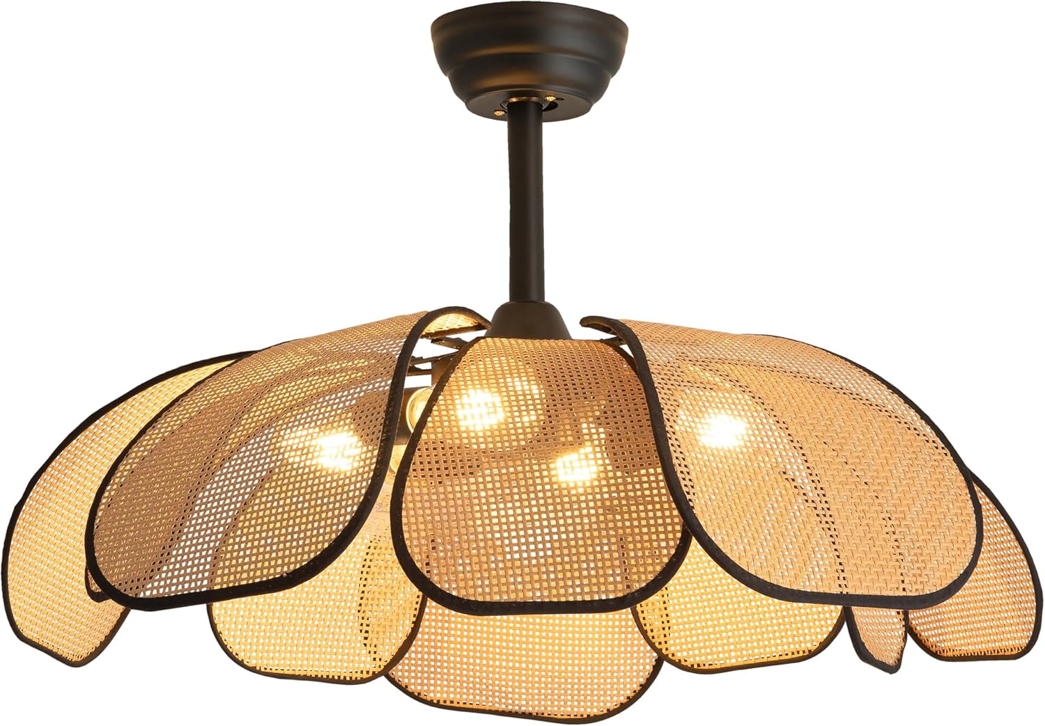26 Inch Fandelier Rattan Ceiling Fan with Lights and Remote