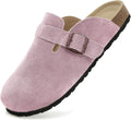 Dumalum Suede Clogs for Women - Adjustable Cork Footbed Comfort
