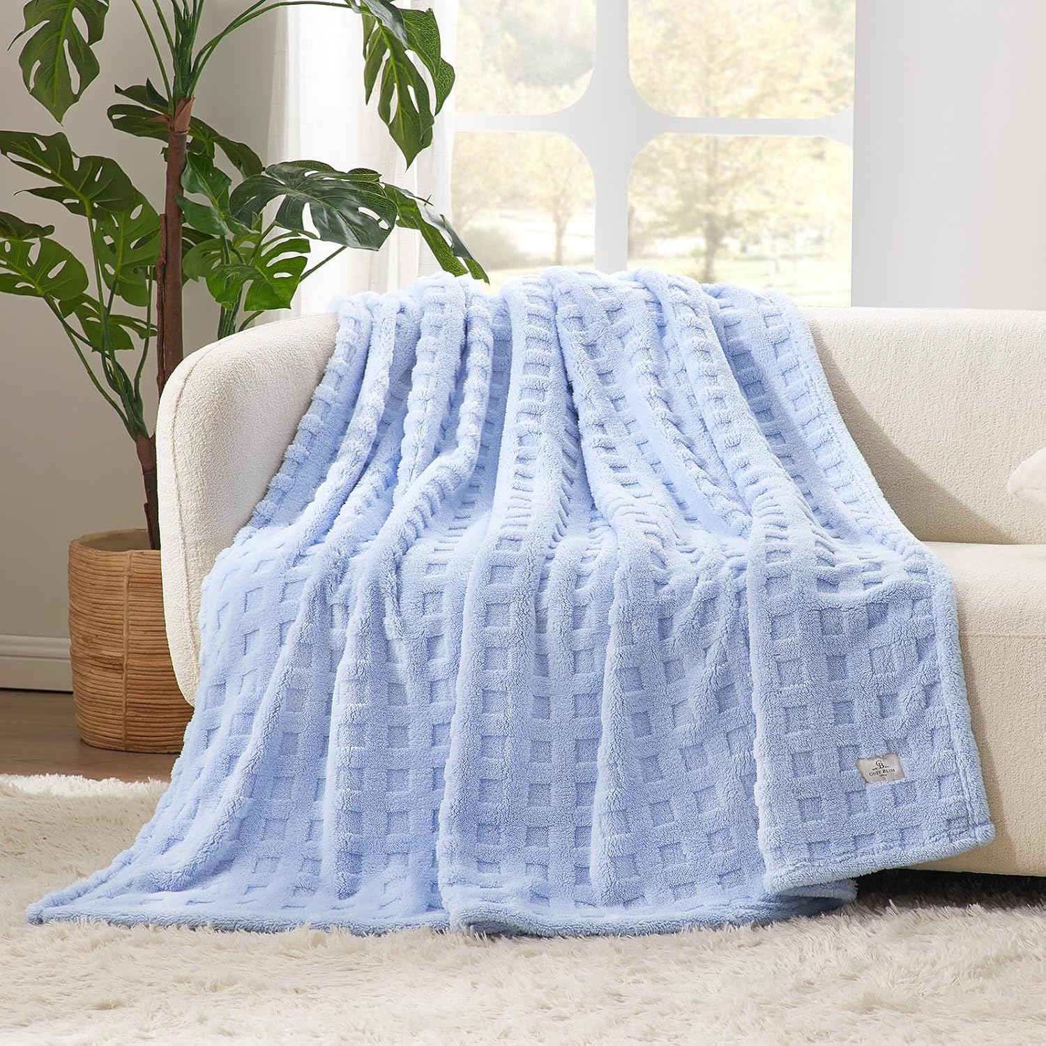Cozy Bliss Ultra Soft Queen Size Waffle Throw Blanket for Couch