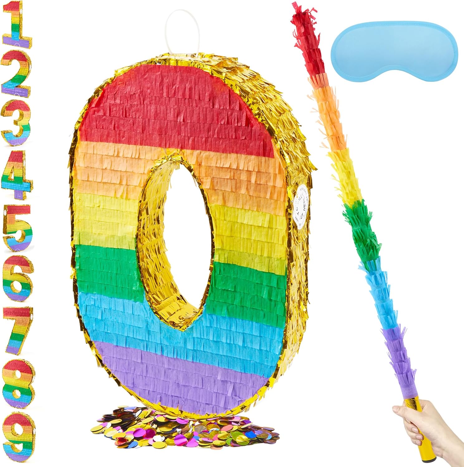 Rainbow Number 0 Pinata for Kids Birthday Party Fun