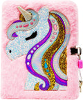 SuperStyle Unicorn Diary with Lock for 6 7 8 Year Old Girls - Fuzzy