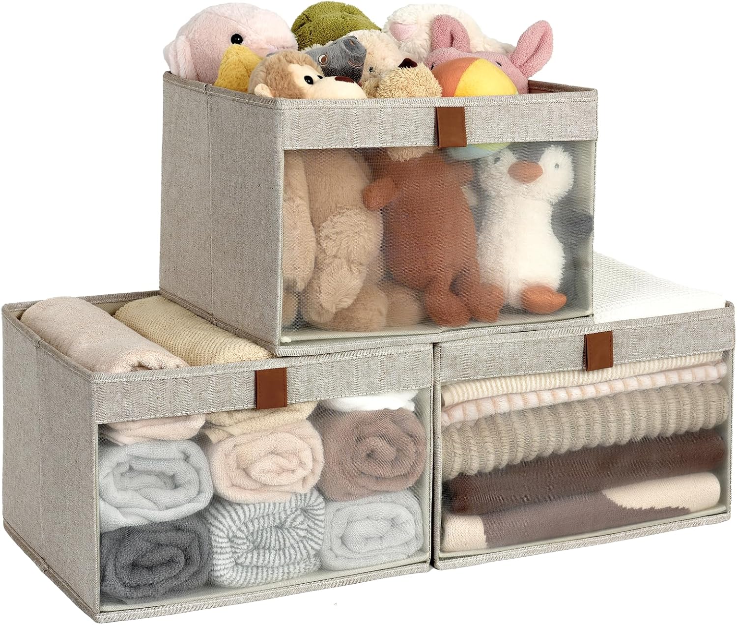 Extra Large Storage Bins with Clear Window and Handles for Organizing