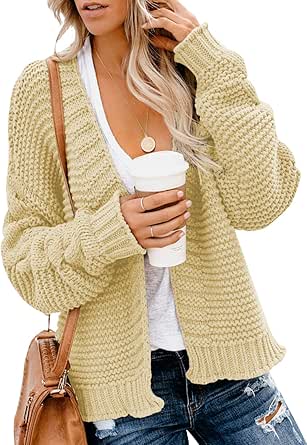 Dokotoo Womens Open Front Long Sleeve Chunky Knit Cardigan