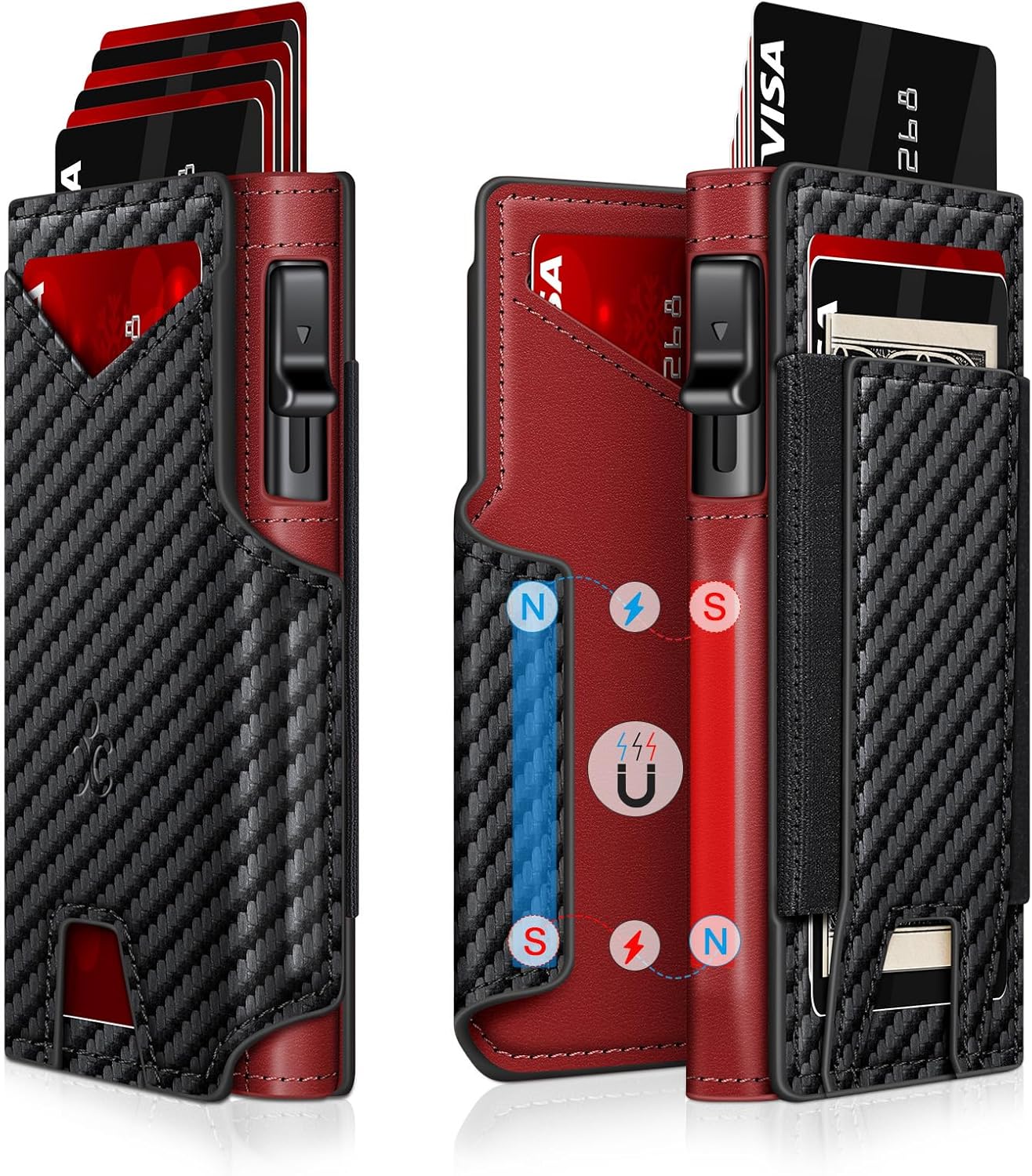Slim Pop Up Card Holder Wallet for Men with RFID Blocking