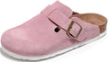 Clogs For Women Suede Mules With Arch Support - Adjustable Buckle