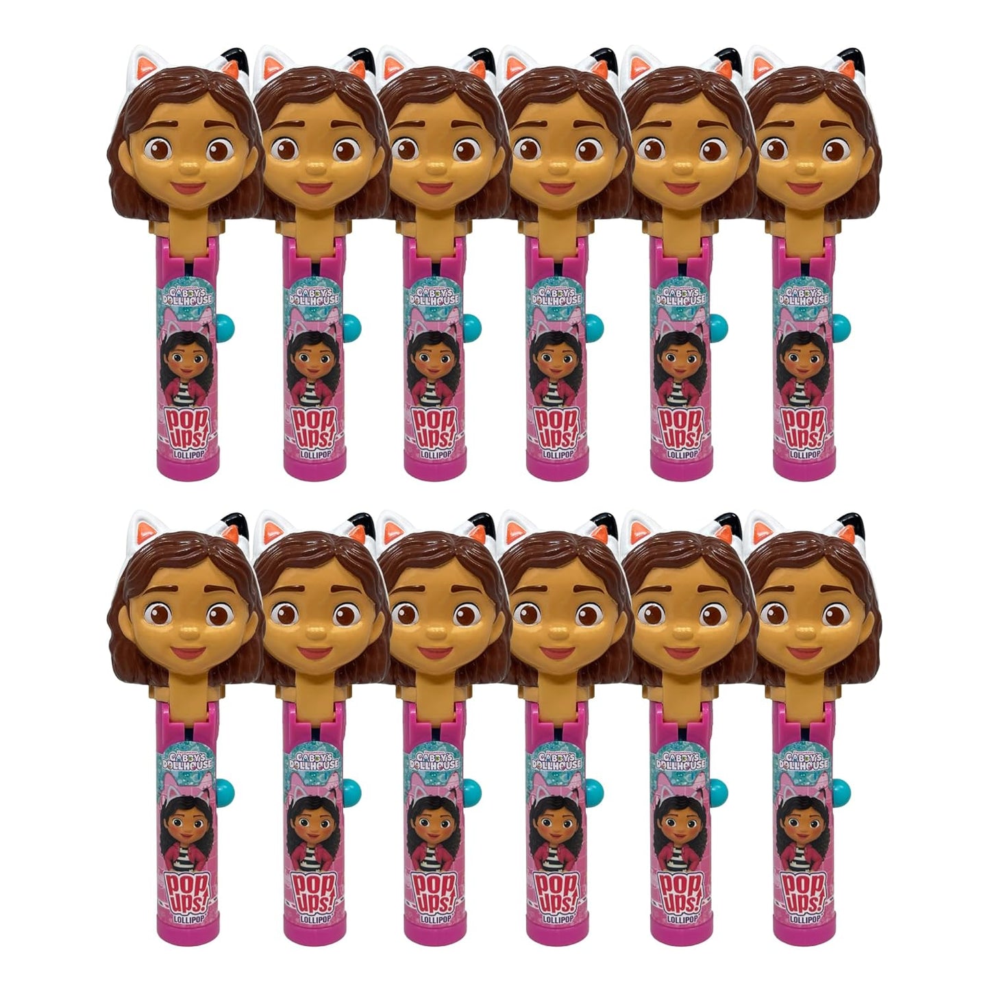 Pop Ups! Gabby's Dollhouse Lollipop Holder - 12 Fun Treats