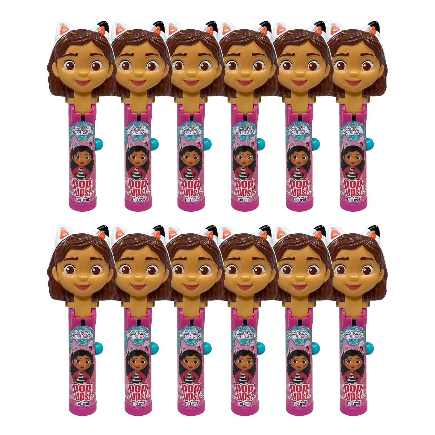 Pop Ups! Gabby's Dollhouse Lollipop Holder - 12 Fun Treats
