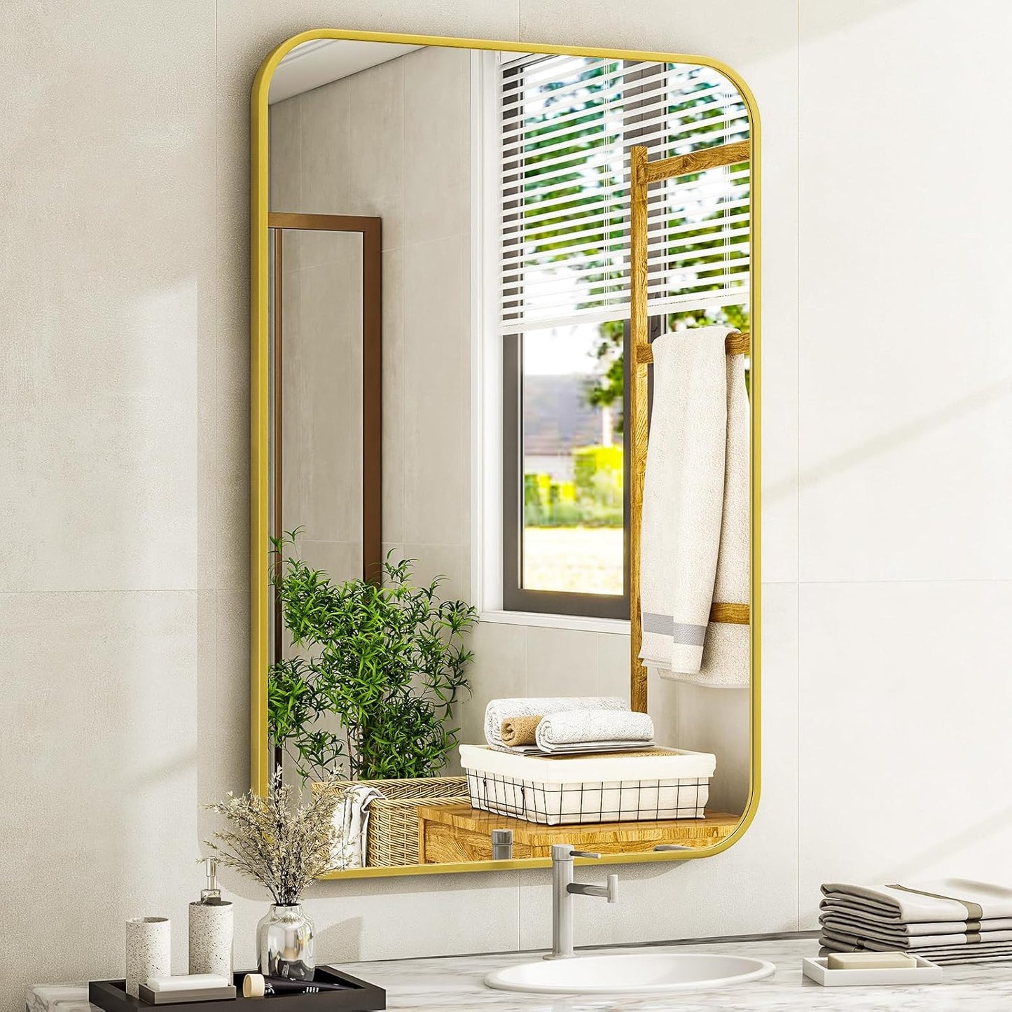 24 x 36 Inch Rounded Rectangular Vanity Mirror for Home Decor