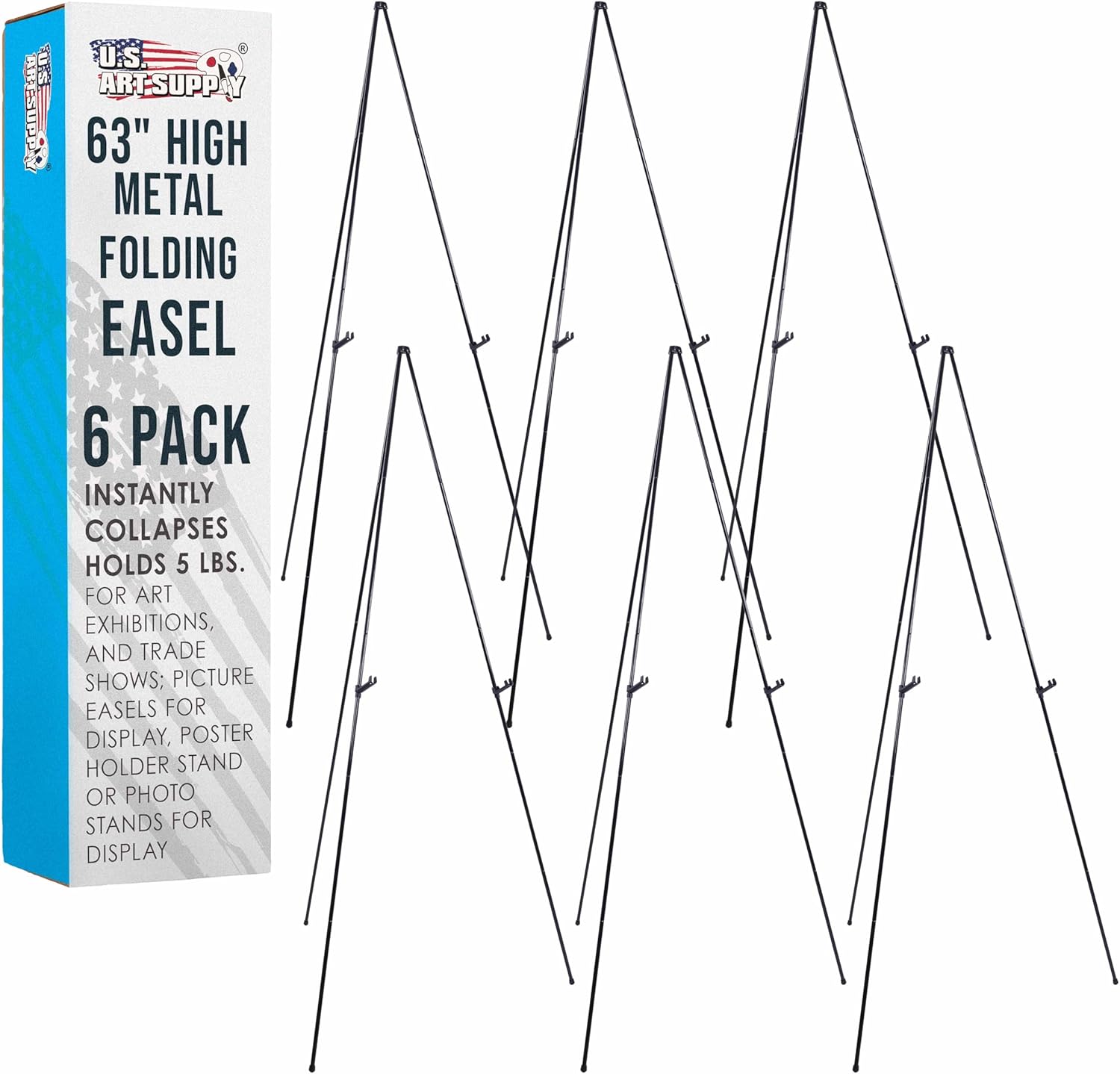 63in High Metal Folding Display Easel for Art and Presentations