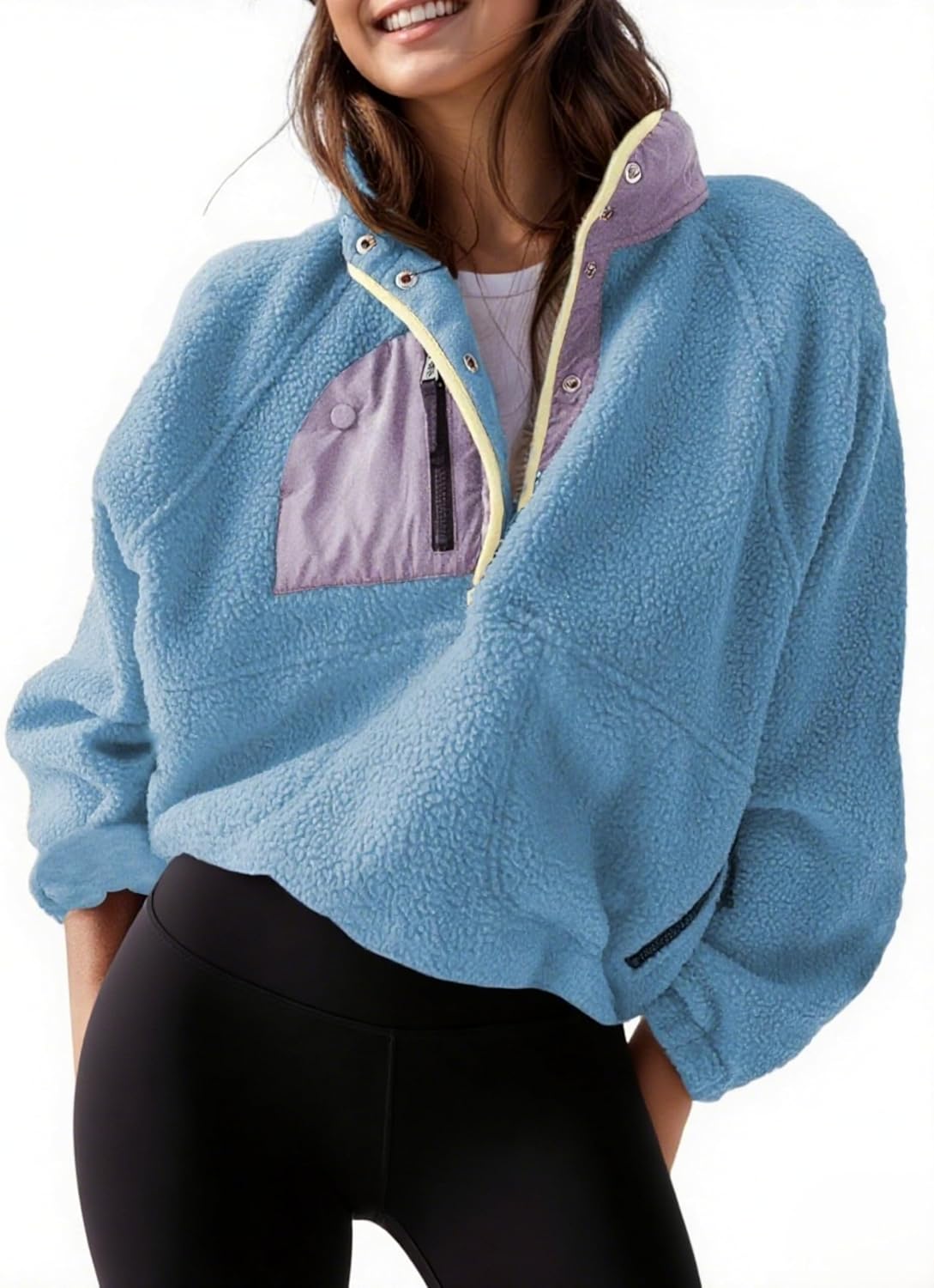 Womens Lightweight Fleece Pullover Jacket for Fall Winter