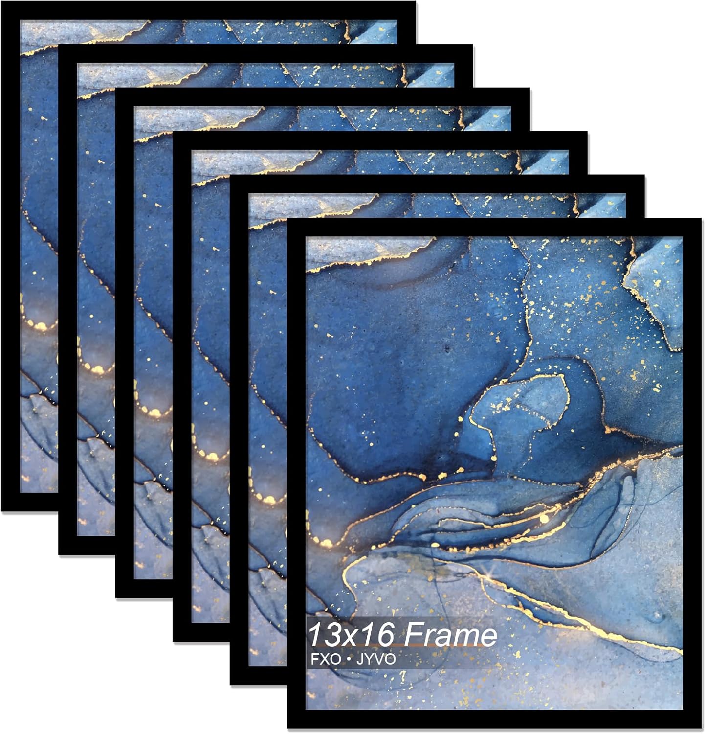 13x16 Picture Frame Set of 6, Lightweight Black Frames