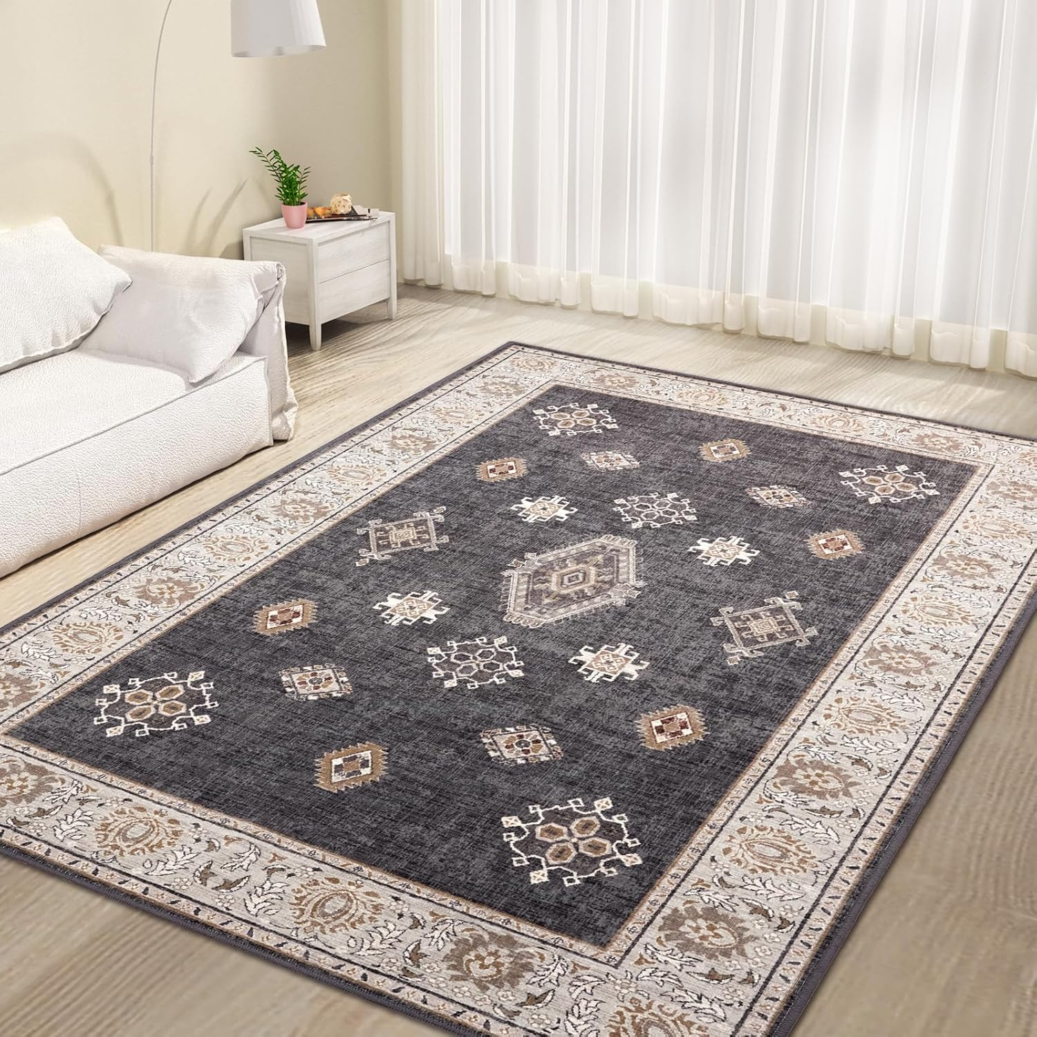 ILANGO Area Rugs 3ftx5ft Non Slip Vintage Washable Indoor Carpet