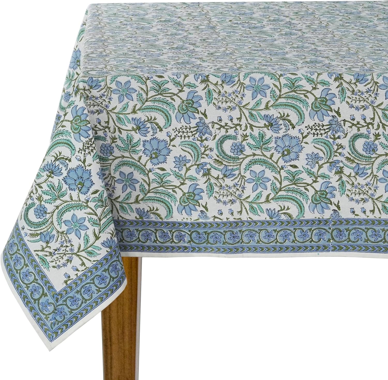 Ridhi Dark Columbia Blue 60x60 Inches Cotton Tablecloth for Events