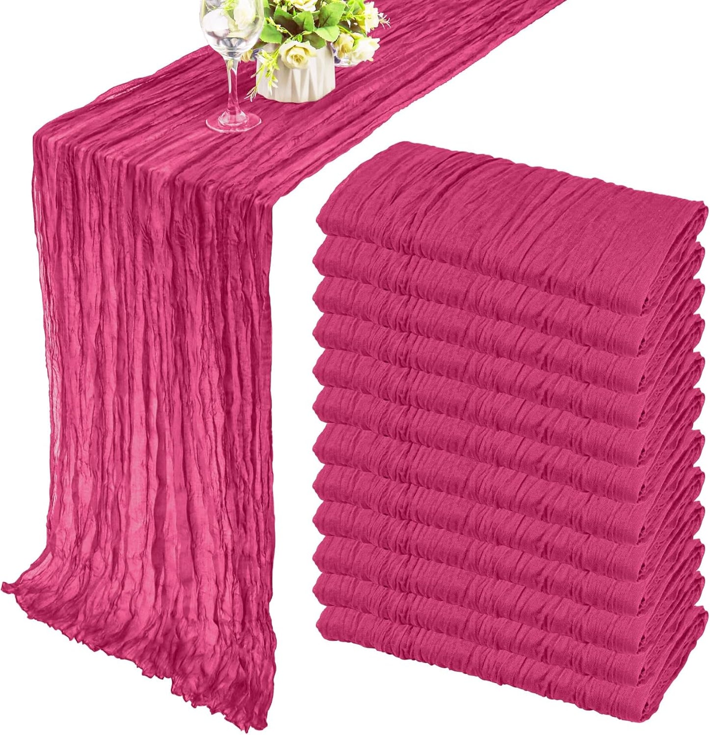 12 Pack Boho Gauze Table Runner for Rustic Wedding Decor