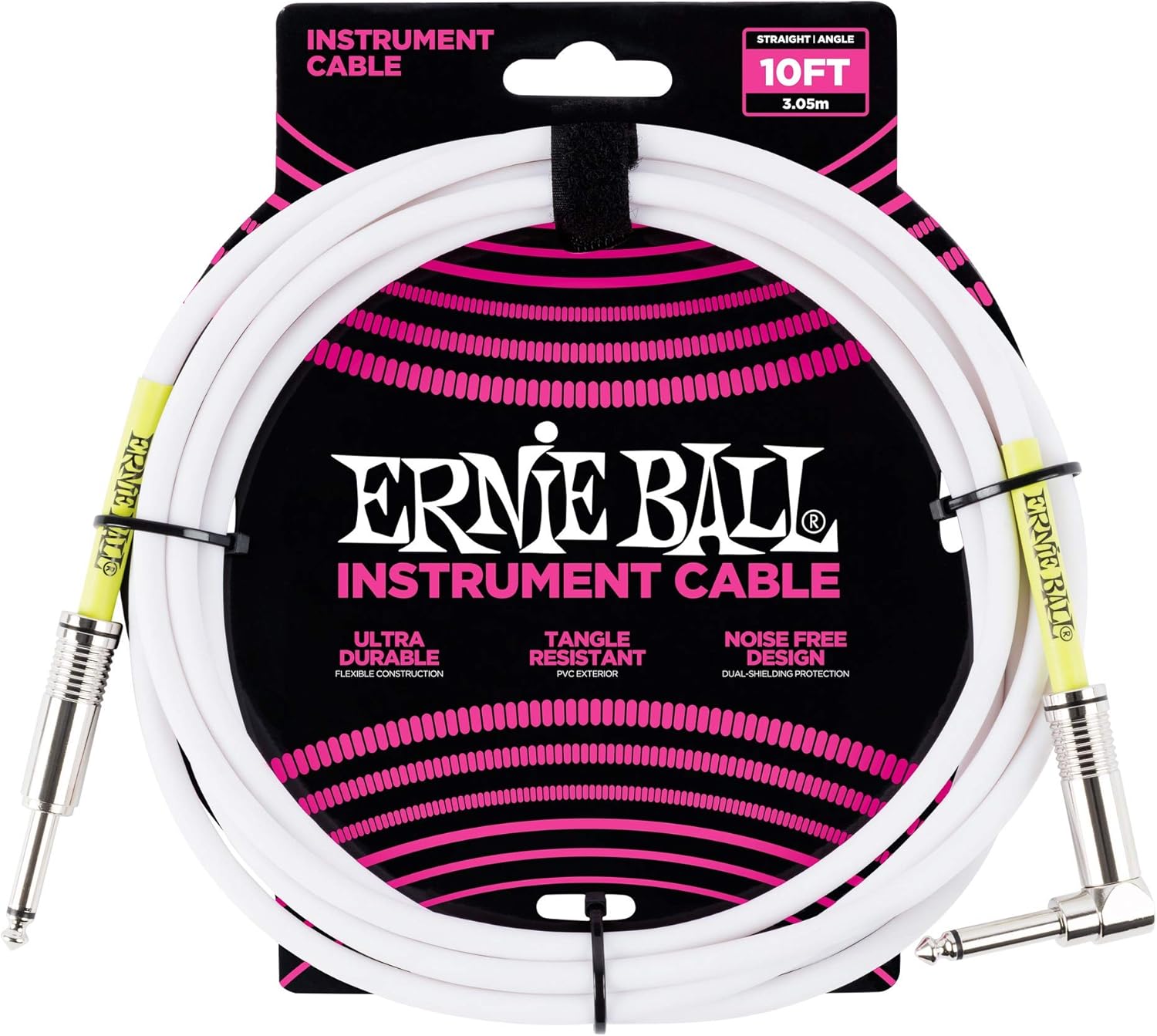 Ernie Ball 10ft White Instrument Cable - Crystal-Clear Sound