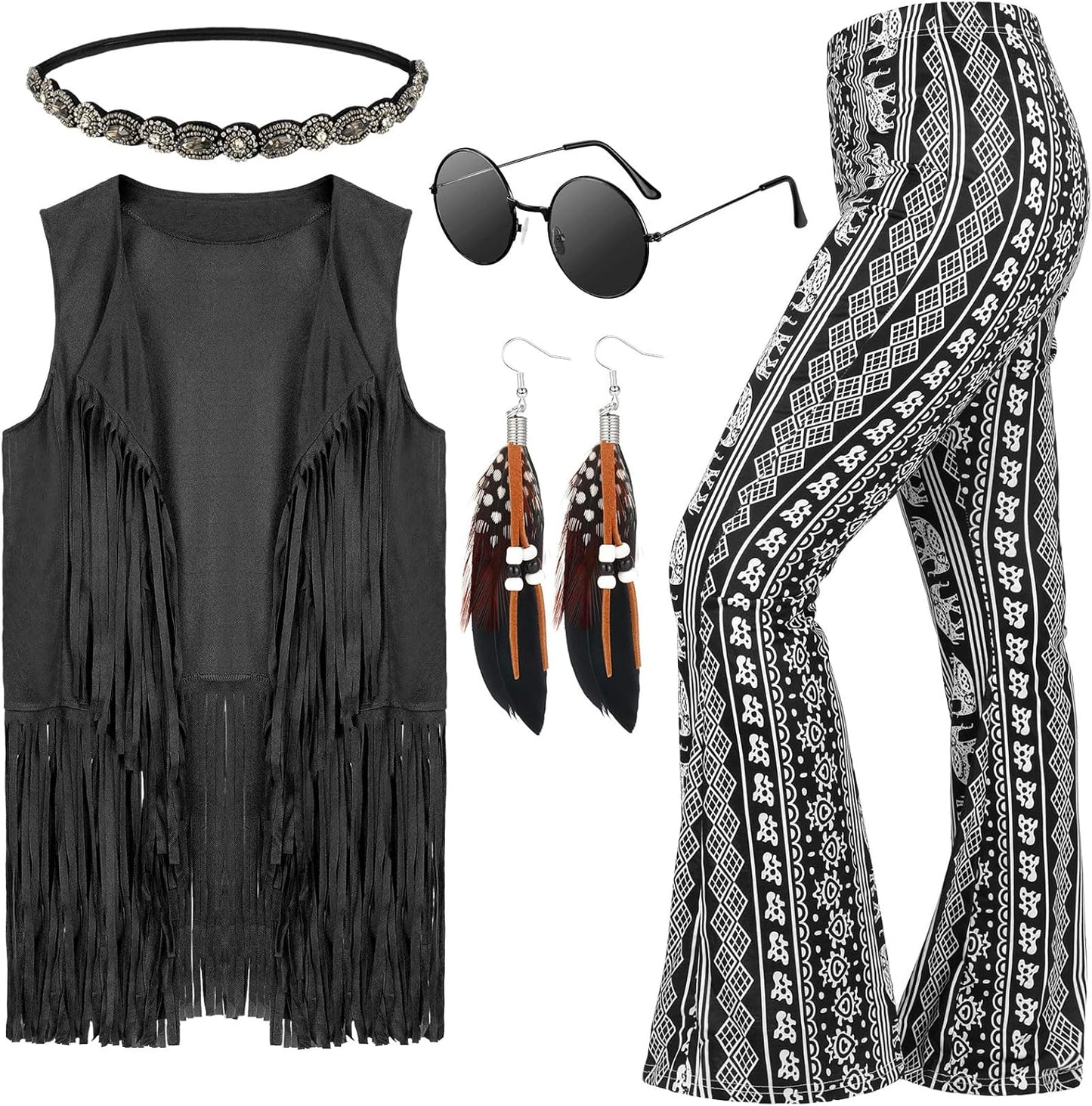 60s 70s Costume for Women Disco Outfits with Accessories Set