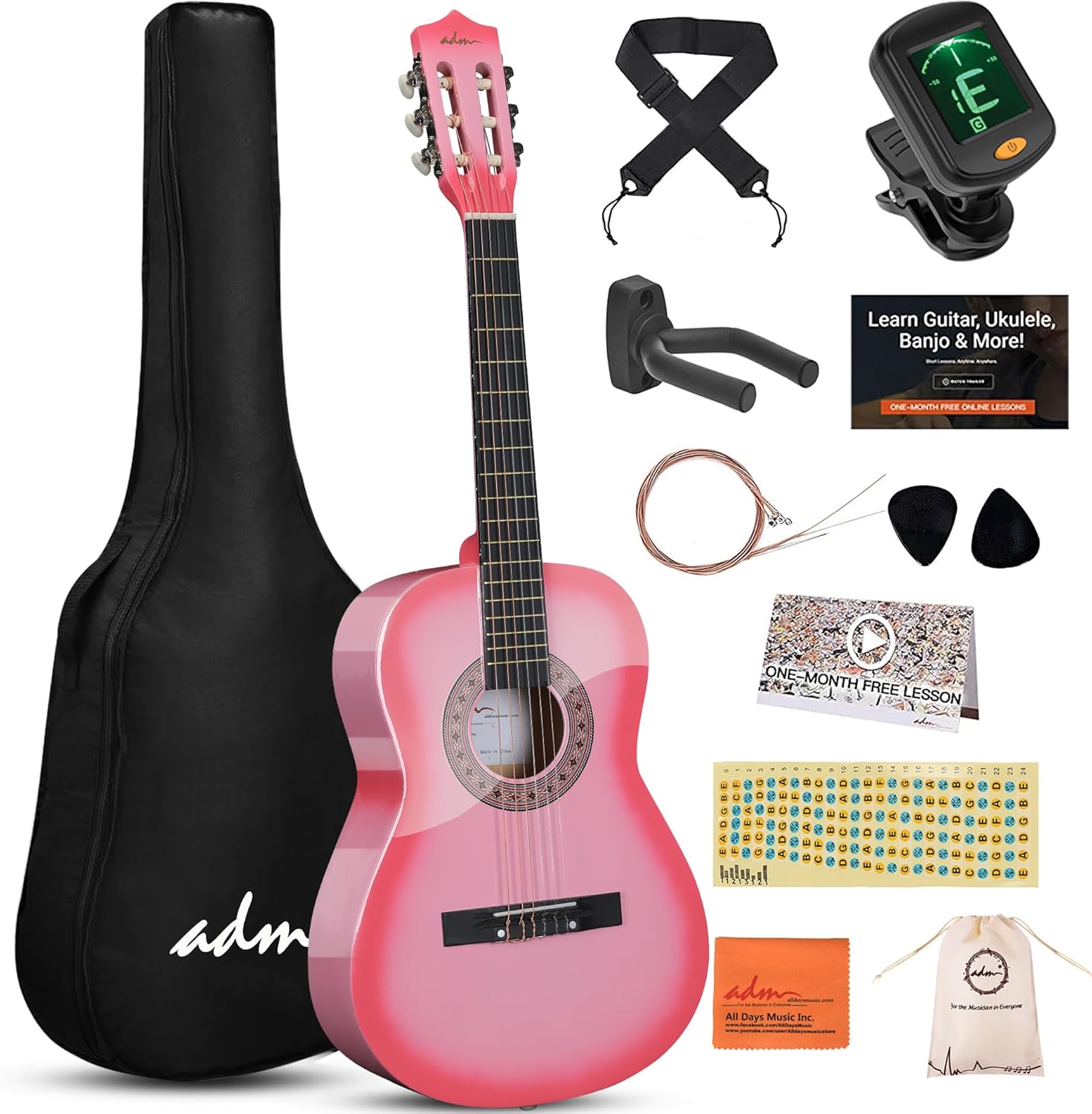 ADM Beginner Acoustic Classical Guitar Bundle Kit for Kids