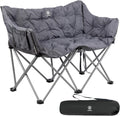 Double Camping Chair with Side Pocket, Padded Love Seat for Two