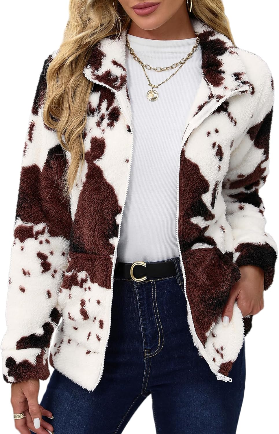For G and PL Women's Long Sleeve Fleece Jacket for Cold Days
