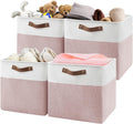 13 in Cube Storage Bins Set of 4 White & Pink - Foldable Linen Baskets