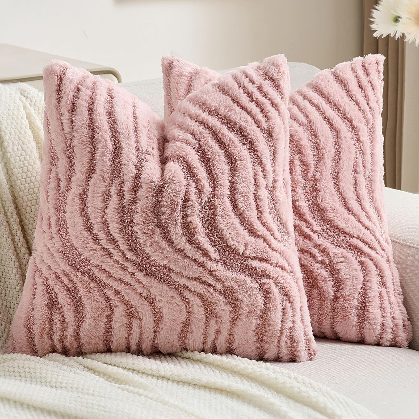 FUTEI Pink Decorative Throw Pillow Covers for Cozy Home Decor