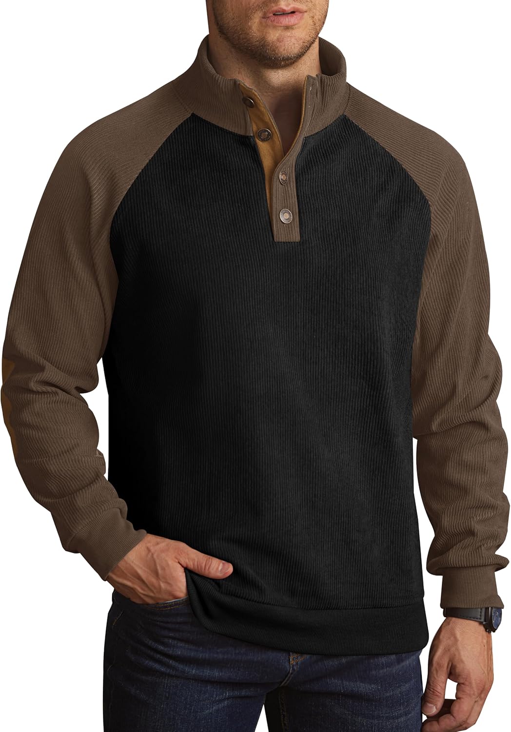 Mens Corduroy Fleece-Lined Sweatshirts for Winter Fashion