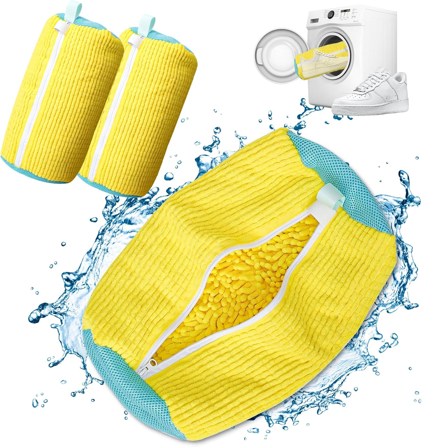 Reusable Shoe Washing Bag Trio for All Sizes - Yellow