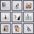 Gallery Wall Frame Set 9-Piece, 12x12 matted to 8x8 in - Matte Black