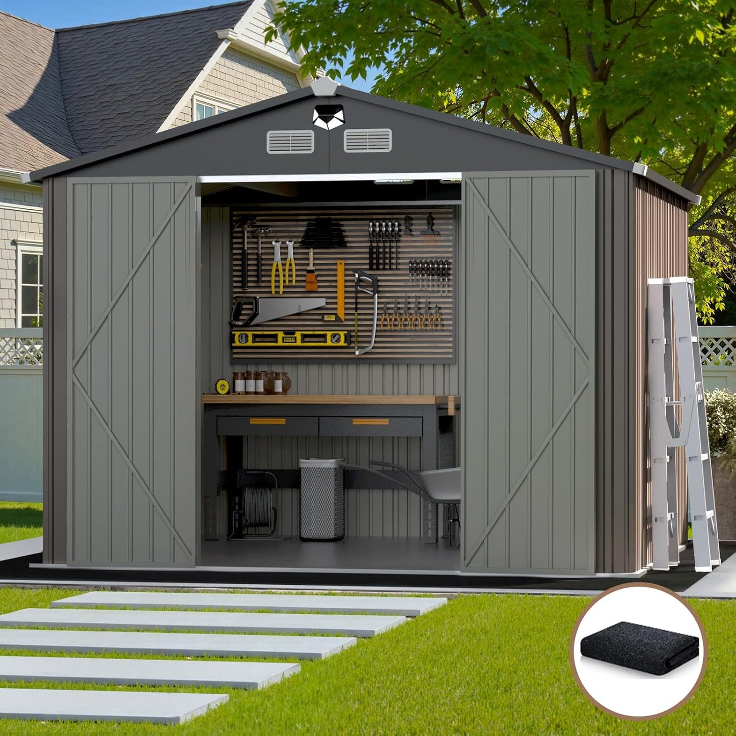 10x12 FT Outdoor Storage Shed for Garden Tools and More