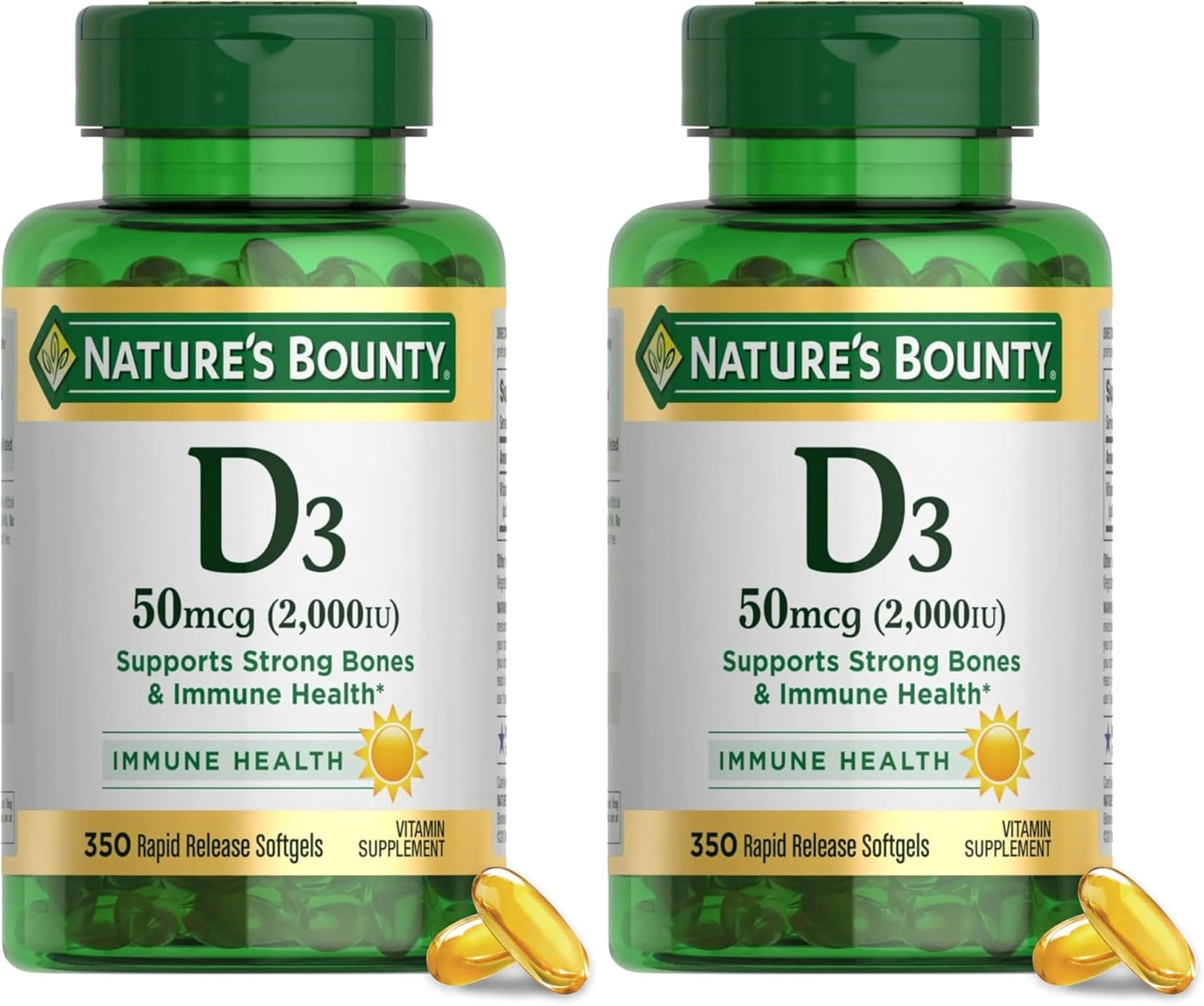 Nature's Bounty Vitamin D3 2000 IU for Immune and Bone Health
