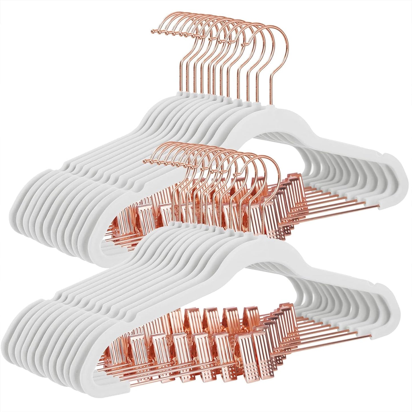 SONGMICS Velvet Pants Hangers with Rose Gold Clips for Closet