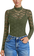Avidlove Womens Long Sleeve Lace Mesh Bodysuit - Elegant Night Out Top