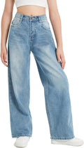 EXARUS Girls Baggy Wide Leg Denim Pants for Casual Wear