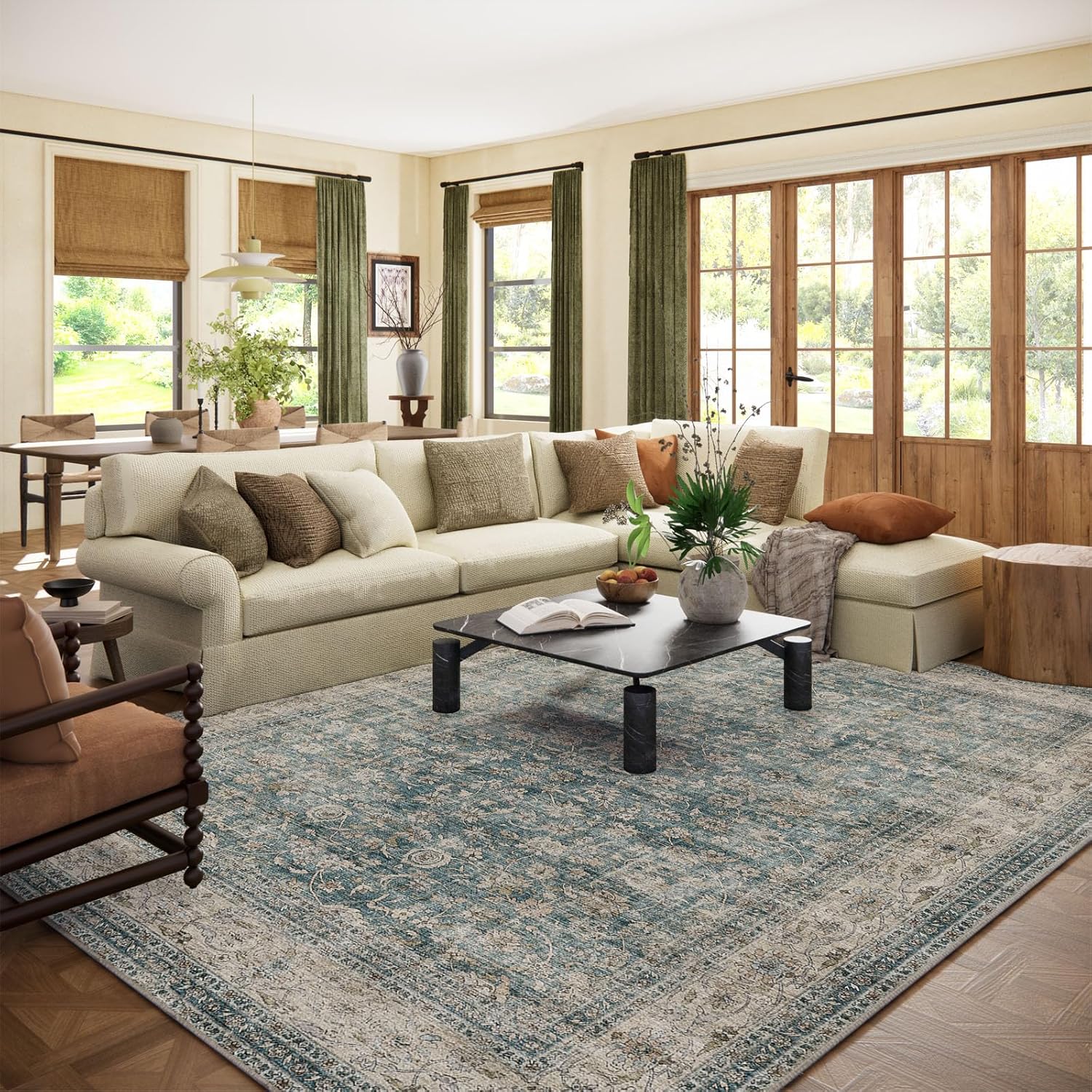 Machine Washable Living Room Rug: Vintage 8x10 Area Rug