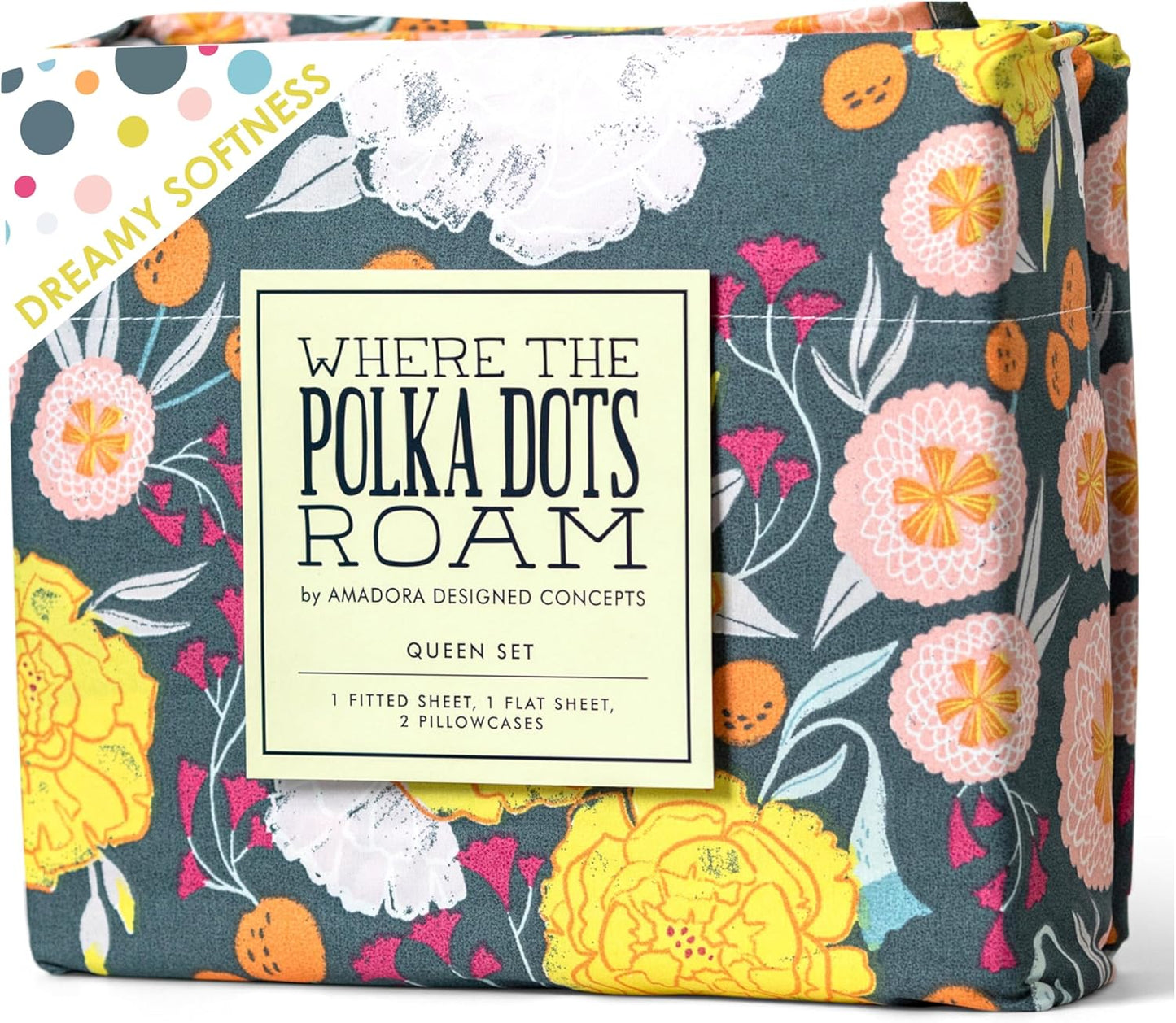Dark Floral Full Size Sheets Set for Boho Room Decor
