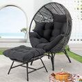 Extra Large Egg Chair with Ottoman - Cozy Oversized Rattan Seat