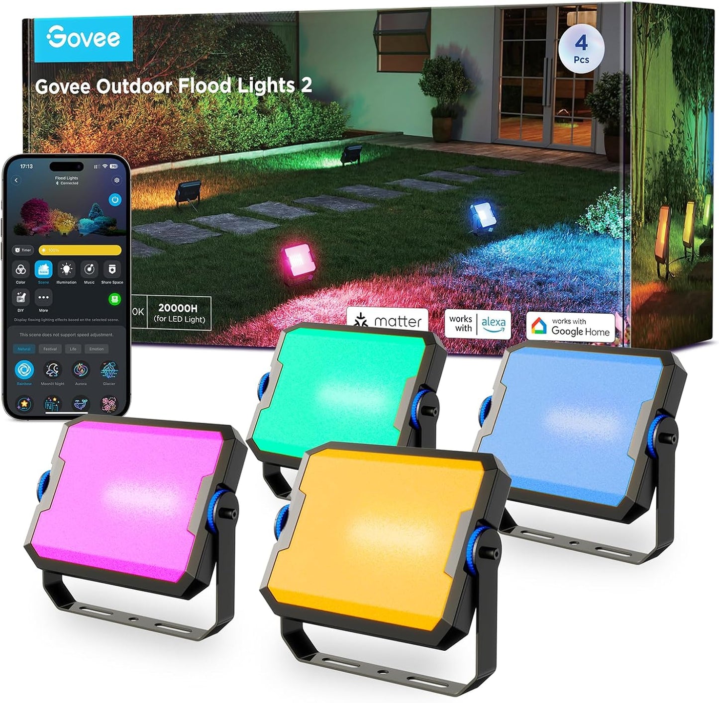 Govee Outdoor Flood Lights 2 Pack with RGBIC for Stunning Decor