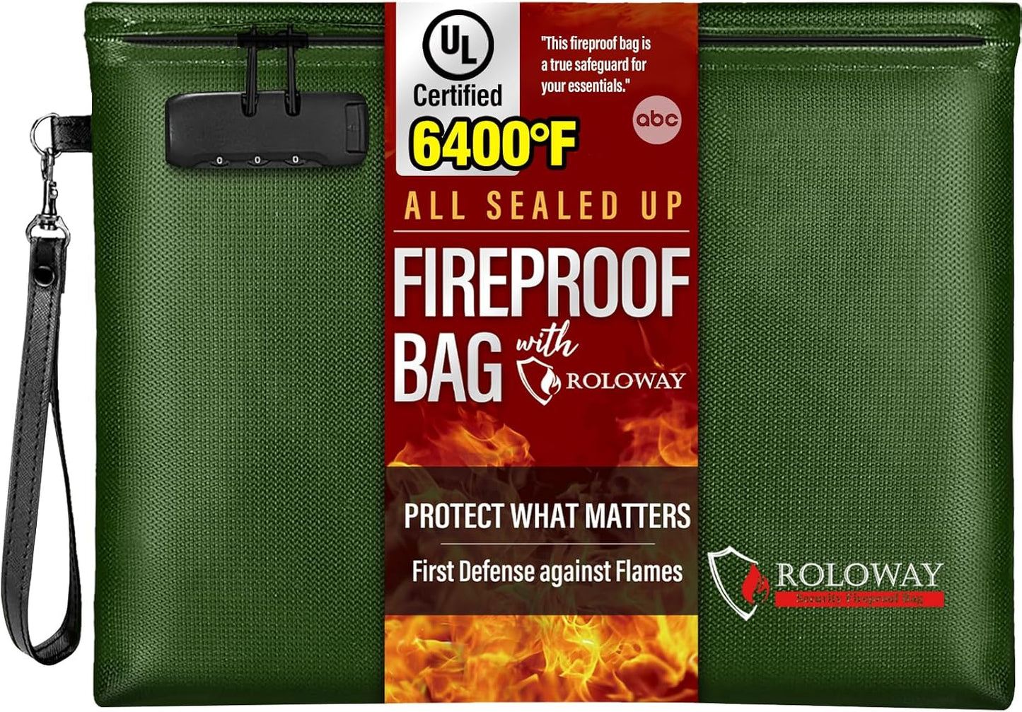 Fireproof Document Bag with Zipper for Cash and Valuables