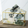 Glass Wedding Card Box with Slot - Large 12.6in Gold Glass Display