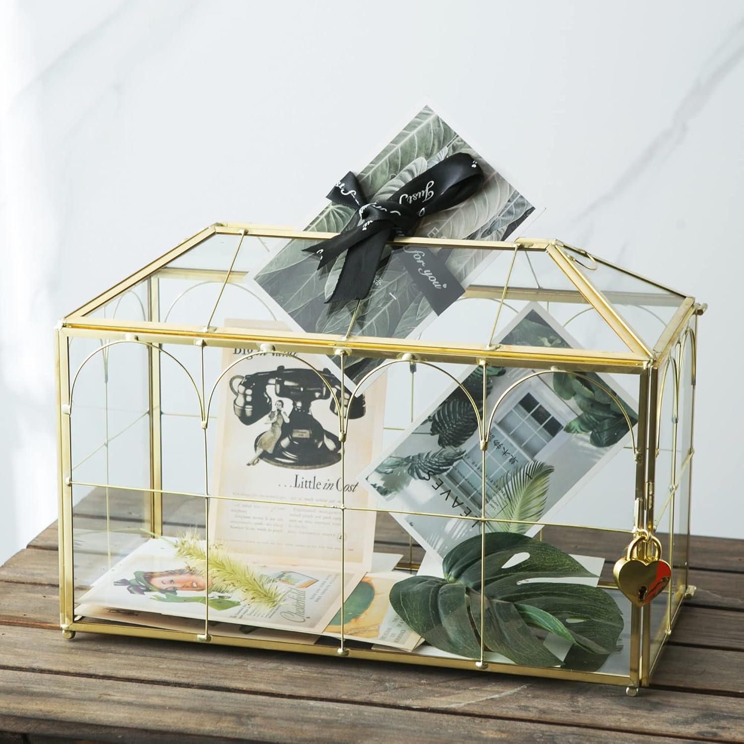 Elegant Glass Wedding Card Box with Lock for Special Occasions