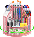 Sturdy Rotating Pen Holder - Large Mesh Pencil Organizer for Desk