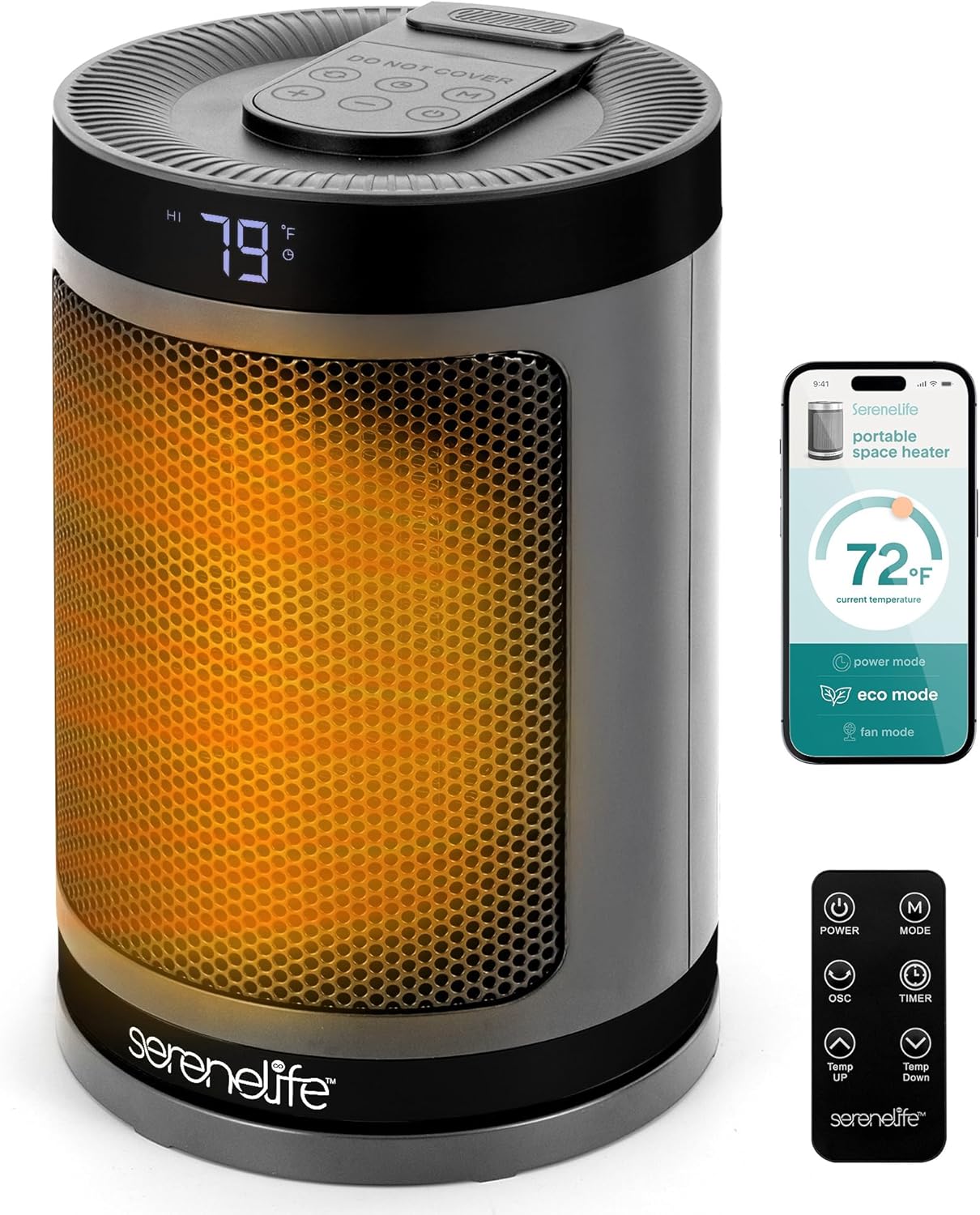 SereneLife Smart Space Heater 1500W Efficient Indoor Heating