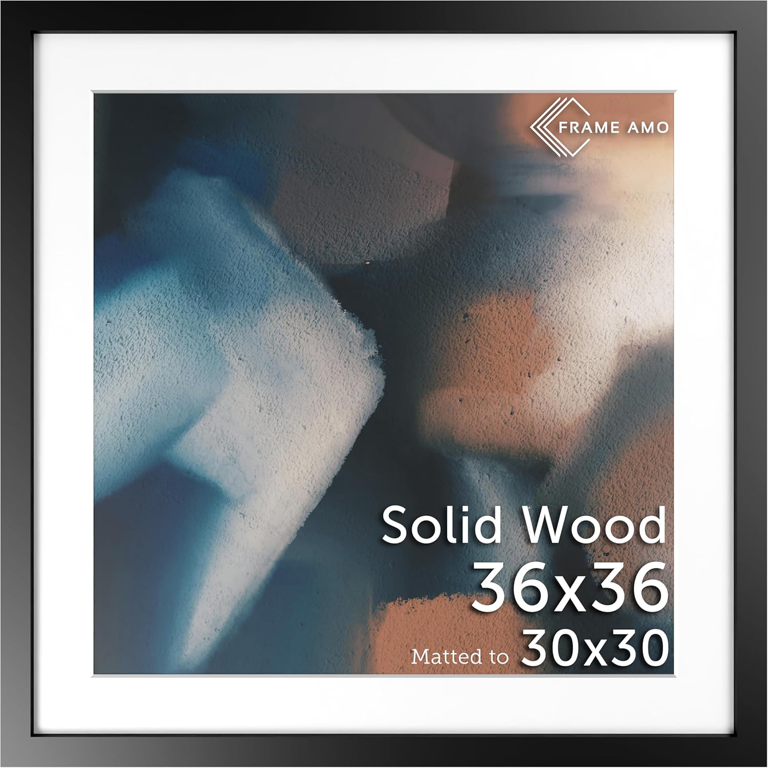 36x36 Solid Wood Poster Frame with Mat for 30x30 Images