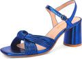 Women's Heeled Sandals Chunky Block Heel Strappy Metallic Braided