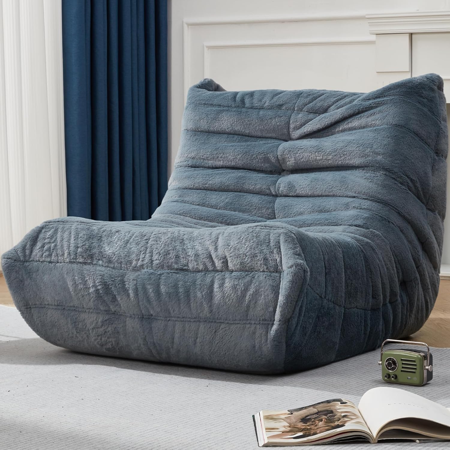 Memory Foam Giant Bean Bag Chair - Bluegrey Plush