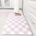 Pink Checkered Grid Checkerboard Kitchen Rug Sets [2 PCs]